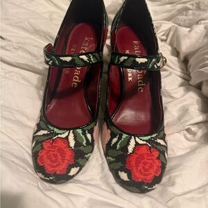 Kate Spade Red and Green Floral Heels